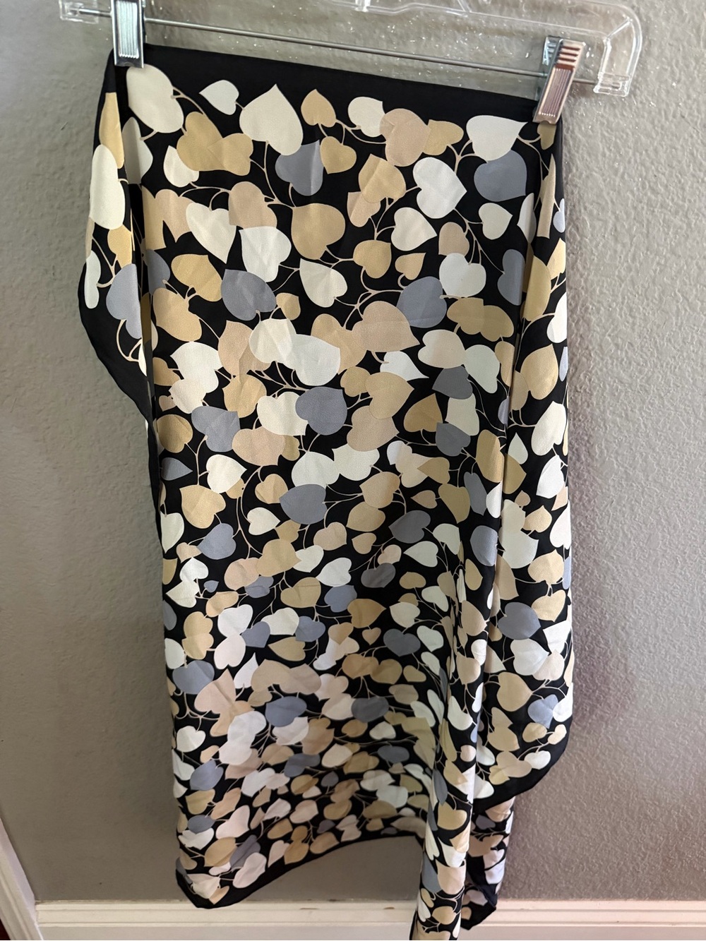 Echo Heart Print Silk Scarf neutral black beige lightweight romantic chic